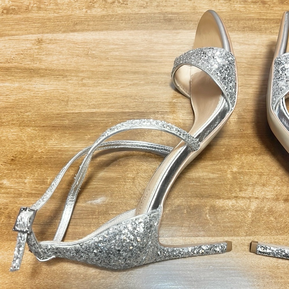 Badgley Mischka Strappy Glitter Heels - Picture 9 of 10
